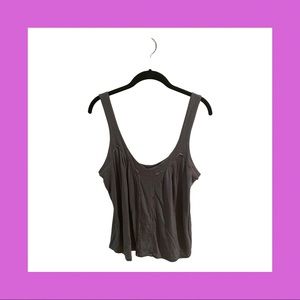 J.Crew Grey Draped Tank With Silk Piping